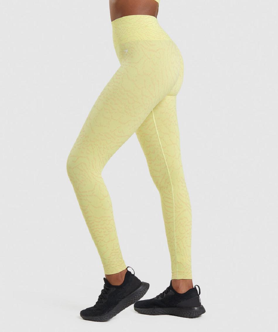 Legginsy Damskie Gymshark Adapt Animal Seamless Żółte | PL 2331YXF